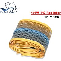100PCS/Lot Metal Film Resistor 1/4W 1% 100R 220R 1K 1.5K 2.2K 4.7K 10K 22K 47K 100K 100 220 1K5 2K2 4K7 Ohm Resistance 1R~22M