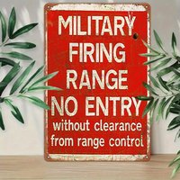 1pc Military Decor Vintage Metal Sign for Shooting Range, Military Poster, No Entry Warning Sign, Retro Man Cave Garage Bar