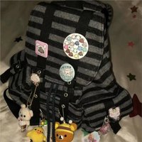 Harajuku Vintage Backpack Women Unique Color Block Striped Large Capacity Mochilas Mujer Y2K Bag Fashion Casual Ladies Daypack