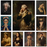 Vintage Toilet Humor Mona Lisa Cleopatra Funny Famous Portrait Smelly Bathroom Poster Canvas Painting Wall Pictures Home Deco