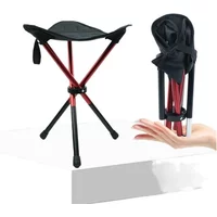Thick Aluminum Alloy Outdoor Portable Triangular Folding Stool, Camping High Legged Stool, Fishing Pony Tie Chair