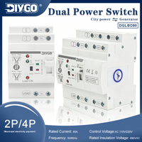DIYGO ATS Dual Power Automatic Transfer Switch 80A 2/4P AC110/220V Din Rail City Power Generator Uninterrupted Changeover Switch