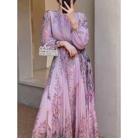 100% Silk Floral Print Bohemian Style Maxi Dress