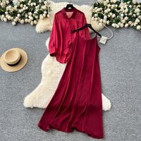 Sexy Single Breasted loose Elastic Slim Two Piece Set Elegant office lady Summer Korean Fashion Vestidos