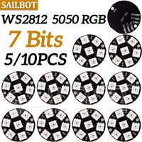 5/10PCS WS2812 7 Bits WS2812 5050 RGB LED Ring Lamp Light with Integrated Drivers