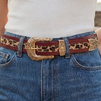 Hot Selling Fashion Women's Carved Buckle Leopard Print Belt Retro PU Belt Punk Jeans Pants Women Belts Y2k ND960