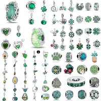 2026 Original 925 Silver Charm Beads Fit Bracelet Charm Women DIY Jewelry Gift Green Clover Avocado Paw Pear