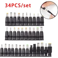34pcs Universal 5.5mmx2.1mm DC AC Power Adapter Tips Connector Kit for Thinkpad Asus Laptop Power Supply Plug Jack Set 8/10pcs