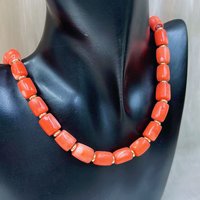 4x6mm 10-12mm Orange Column Natural Sea Bamboo Coral Beads Copper Vintage Women Men Jewelry Long Necklace