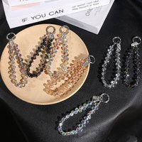 Fashion Glitter Crystal Bead Pendant Transparent Colorful Crystal Bead Keychain Detachable Phone Strap Women Girls Gift