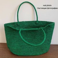 Large Handwoven Rattan Tote Bag for Women Natural Straw Beach Bag Purse Shoulder Bags Handbag Summer