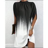 Summer fashion print batwing sleeve party dress for women 2023 casual O Neck Loose Mini Dresses office ladies elegant vestidos