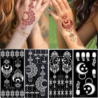 Moon Flower Design Tattoo Stencils for Ramadan Festival Henna Tattoo Templates for Women Hand Body Decor Temporary Tattoos