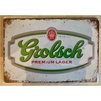 GROLSCH PREMIUM LAGER METAL PLAQUE SIGN BAR PUB MAN CAVE GARAGE 20 x 30