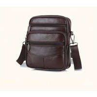 Homefish New Genuine Leather Crossbody Bag Vertical Trendy Multifunctional Shoulder Bag Briefcase Casual Travel Messenger Bag