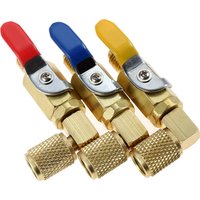 3Pcs/set R134A R12 R22 R502 AC Refrigerant Ball Valve,1/4inch SAE 90 Degree Shut-Off Valves for HVAC R12 R22 R502 Charging Hoses