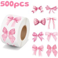 500stickers/roll 2.5cm Pink Bowknot Stickers Decoration Bows Sticker Notebook Scrapbooking Journaling gift sealing sticker