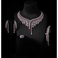 00057 Women Necklace Set Cubic Zircon Jewelry Sets for Women Luxury Dubai CZ Bridal Wed Jewellery Necklace Set