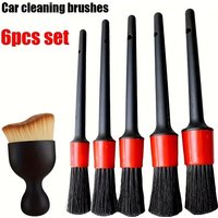 6pcs Car Wash Care Detailing Brush Set,for cleaning wheels, dashboards, vents and more,Car Cleaning Brushes, Car Accessories