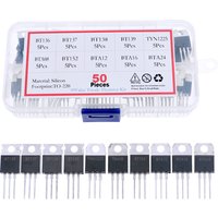 50Pcs 10 Values Triode Thyristor Kit Box BT136-600E BT137 BT138 BT139 TYN1225 BTA08 BT152 BTA12 BTA16 BTA24-600B