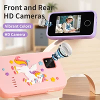 Kids Smart Phone Camera Toy 2.4in Touchscreen Unicorn Baby Multilingual With Music Digital Camera Toys for Girls Boys Age 3-8