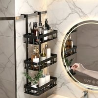 No Drill Shower Caddy Over Door, 1/2/3 Tier Hanging Bathroom Storage Shelf For Shampoo & Gel Over Door Shower Organizer