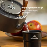 MOUNTAINHIKER Tea Kettle Camping Aluminum Alloy Construction Wooden Handle Portable Outdoor Kettle for Camping Hiking Cookware