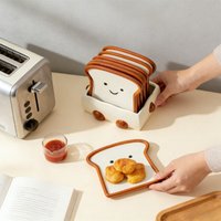 Cute Toast Dipping Sauce Dishs Set Ceramic Soy Vinegar Dip Plate for Dumpling Sandwich Home Kitchen Decorative Plates Ornament