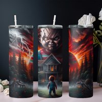 20oz Sippy Cup Water Bottle with a Horror Movie Character - Chucky Design, Stainless Steel Insulated Water Bottle.