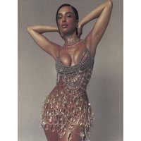 YOUR BUMP CURVE Handmade bra body chain acrylic openwork tassel mini combo set, perfect for women's holiday party club dancing