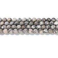 4 6 8 10 12MM Natural Stone Gray Picasso Map Jasper Bead Round Loose Spacer For Jewelry Making Diy Bracelet Necklace Accessory