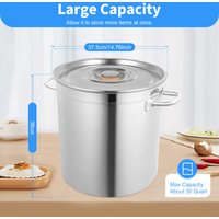 35L Large Capacity Soup Stock Pot with Lid & Handle, Multipurpose Thickened Stainless Steel Cooking Pot, for Home Restaurant