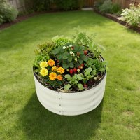 Round Metal Planter 60x28cm, Raised Planter Box with Open Bottom, Galvanized Steel Garden Bed for Vegetables Flowers