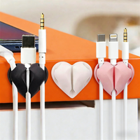 4/10/20pcs Heart-Shaped Mini Cable Winder Organizer Charging Cable Clips Desk Tidy Organiser Holder Protectors in Home Office