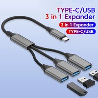 Multifunctional 3 in 1 USB Type C Hub Extensions OTG Adapter Fast Data Transfer Adapter For PC Laptop Macbook HUB Splitter Cable