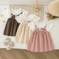 Baby Girl Dress Summer Cotton Polka Dot Lace Short Sleeved Girls Dresses Cartoon Cute Casual Girl Clothing