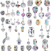2026 925 Silver Colored Stone Charm Hot Air Balloon Dreamcatcher Beaded Plume Clip Fit DIY Bracelet Anniversary Gift For Women