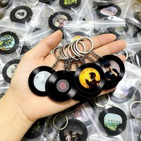 10pcs DIY Self-made Record Music Vinyl NFC Keychain Chip Sticker Pendant Photo Peripheral Mini CD Concert Record Pendant Keyring