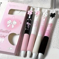 4 Pcs Cute Retractable Pens Cartoon Gel Pens Pens Soft Grip Pens, 0.5mm Black Ink Pen Aesthetic Pens Kawaii Office School Pens S