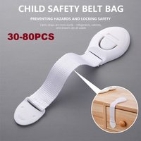 10-80pcs Baby Safety Lock No Drilling Child Safety Strap Locks Adhesive Versatile for Cupboards Door Window Refrigerator