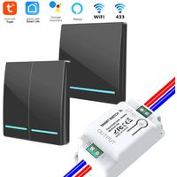 Wireless remote control switch, 86-type, no wiring required, freely attachable to walls, dual control switch, light switch