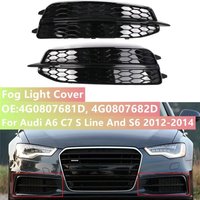 Pair Fog Light Bezel Grill For Audi A6 C7 S Line 2011-2014 Replacement Front Bumper Fog Light Grille Cover 4G0807681D 4G0807682D