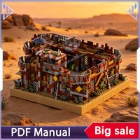 Desert Wasteland Survival MOC Building Blocks, Post-apocalyptic Survival Scene, DIY Assembly Toy for Wasteland Theme