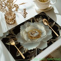 2D Flat Printing Flower Printed Placemats, Table Mats, Washable Placemats for Kitchen Dining Table Decoration