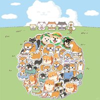 50Pcs Cute Shiba Inu Cartoon Graffiti Children's Laptop Luggage Car Scooter Decorative Stickers