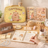 Get Ready to Relax with Capybaras! This Super Cool Stationery Set Includes a Pencil Case, Notebook, And Fountain Pen | A Cute Gi