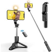 3-In-1 Bluetooth Wireless Selfie Tripod With Fill Light Shutter Remote Control Portable Foldable Tripod For iPhone Xiaomi Huawei