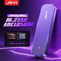 JEYI 10Gbps M.2 SSD Aluminum Enclosure with NVMe/SATA Dual-Protocol support USB 3.2 Supports 4TB 2230/42/60/80 SSDs UASP+TRIM