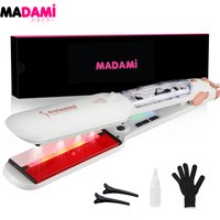 Steam Hair Straightener with Infrared 2 Inches Plate Hair Flat Iron 450°F Professional Salon Hair Styling Tool Dual Voltage