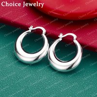 1 Pair Elegant 925 Sterling Silver Round 30mm Hoop Earrings for Women's Fashion Jewelry Perfect for Everyday Accessories